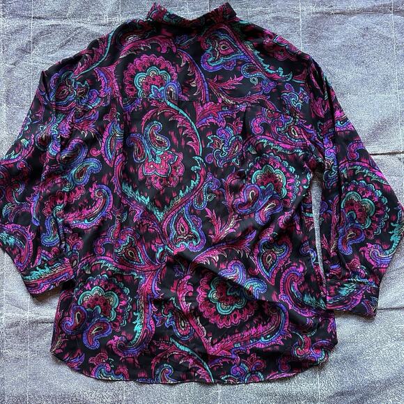 Women's Vintage 80's The Shirt Company Paisley Pink Black Shirt Dress Sz XL - Picture 4 of 4